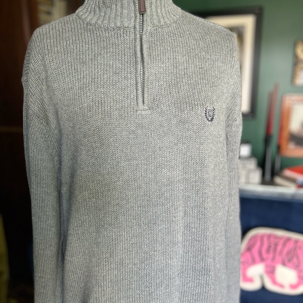 Chaps Men's Zip-Up Sweater in Gray